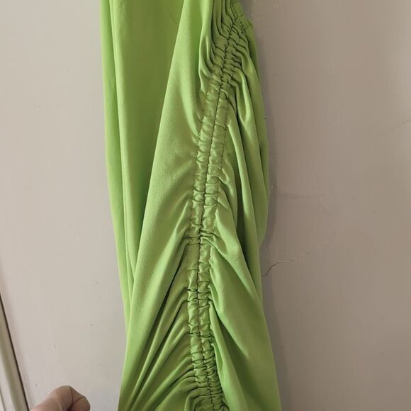 Shein Green Halter Open Back Ruched Sides All the Way Up Midi Dress Size 0X - Picture 4 of 10